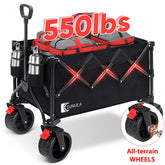 Sekey 550LBS Collapsible Foldable Wagon 300L Weight Capacity Heavy Duty Folding Utility Garden Cart with All-Terrain Wheels & Drink Holders for Beach Shopping Camping Grocery Sport Outdoor